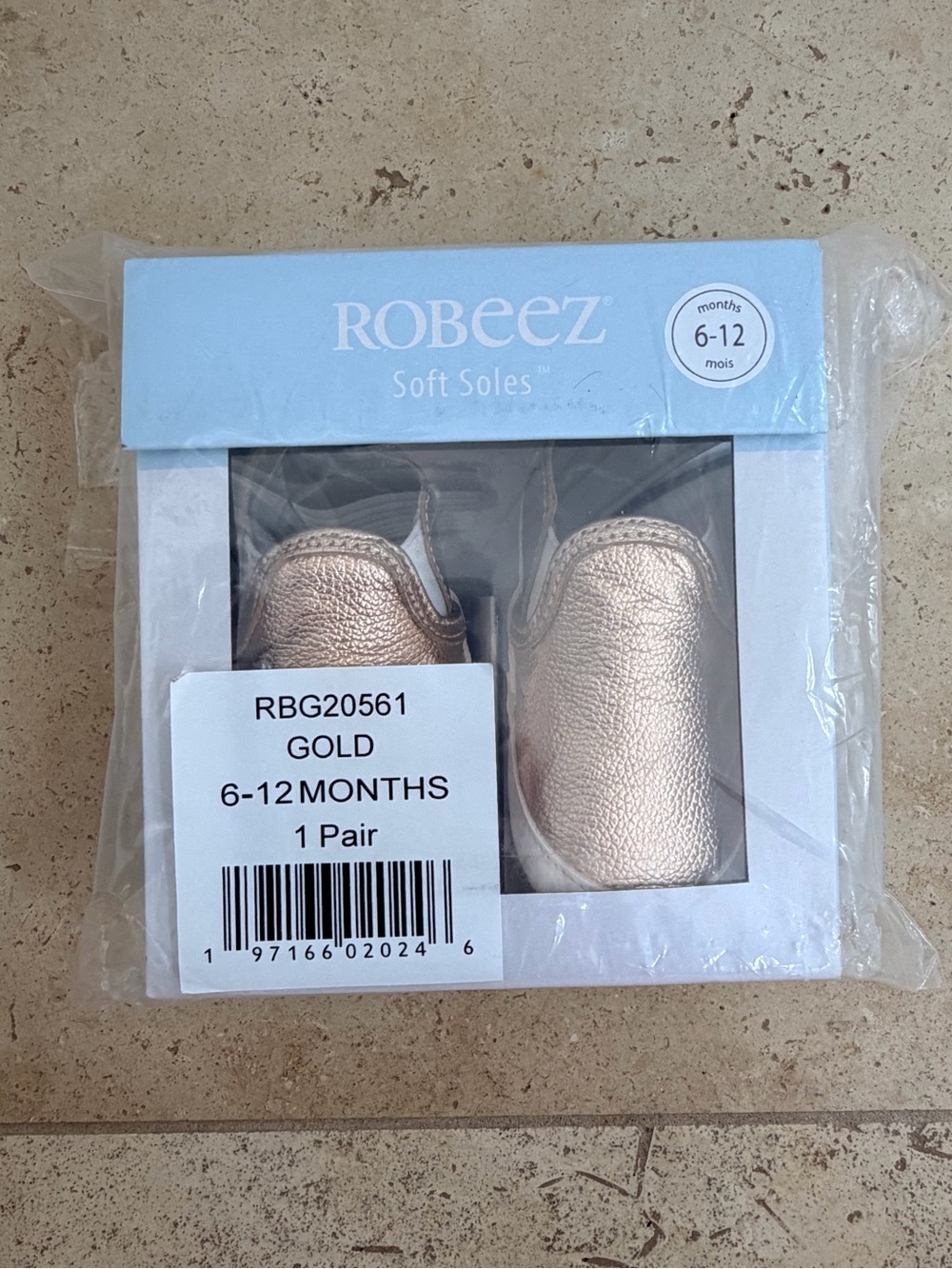 NWT Robeez Rose Gold Soft Soles Baby Shoes - 6-12 Months